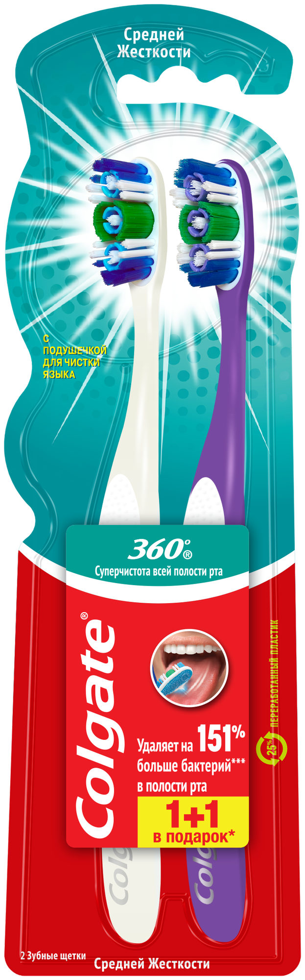 Зубная щетка Colgate 360° Суперчистота 2 шт