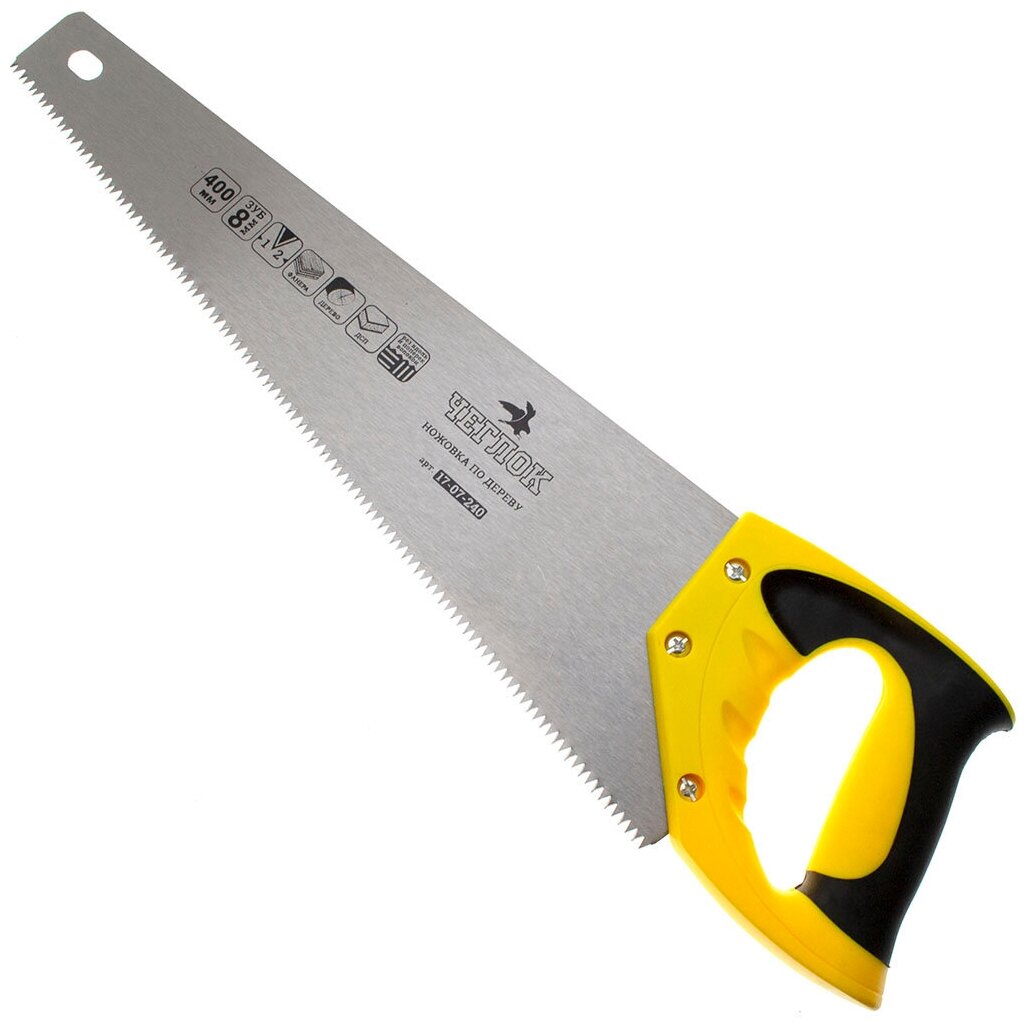 Ножовка по дереву, Чеглок, 17-07-240, 400мм, 8TPI, 2D заточка, средний зуб