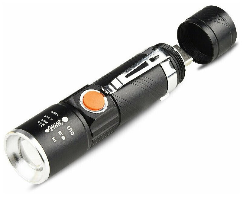 Ручной светодиодный аккумуляторный фонарик с зарядкой от USB