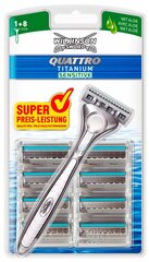 Wilkinson Sword / Schick Quattro Titanium Sensitive / Бритвенный набор с 9 сменными кассетами