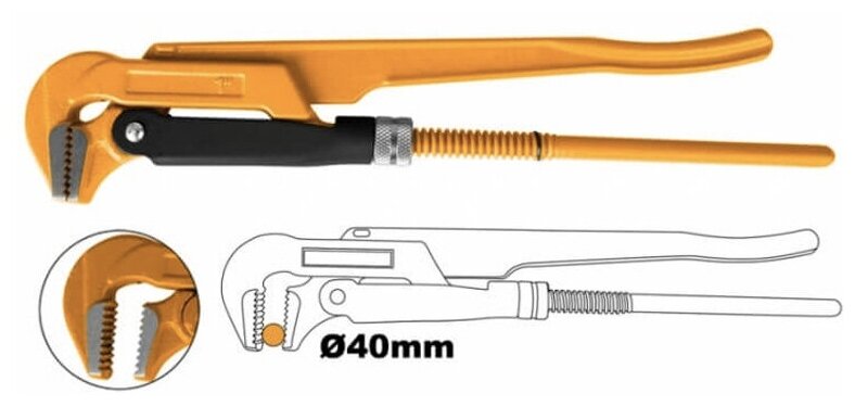 Ключ трубный рычажный 1" INGCO HPW04011