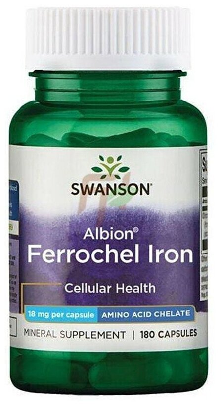 Swanson Albion Ferrochel Iron 18 mg, 180 капс.