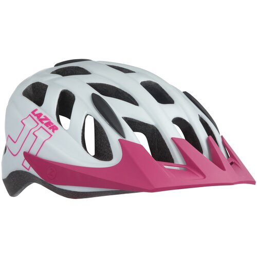 фото Спортивный шлем для детей / детский велосипедный шлем lazer kids j1 цвет матовый белый/розовый размер u