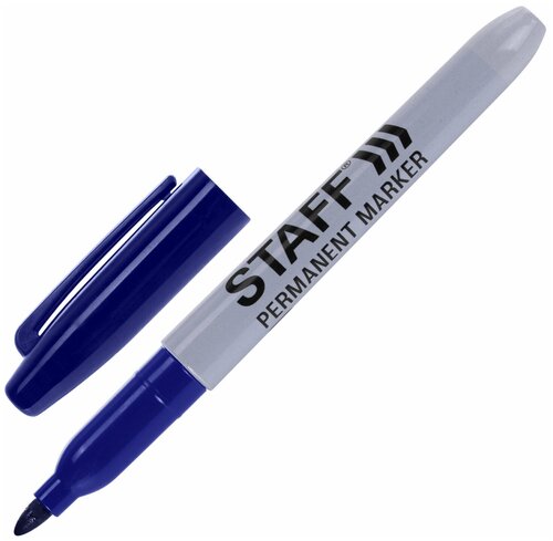 STAFF Маркер перманентный (нестираемый) staff everyday , синий, эргономичный корпус, круглый наконечник, 2 мм, 151234, 36 шт.