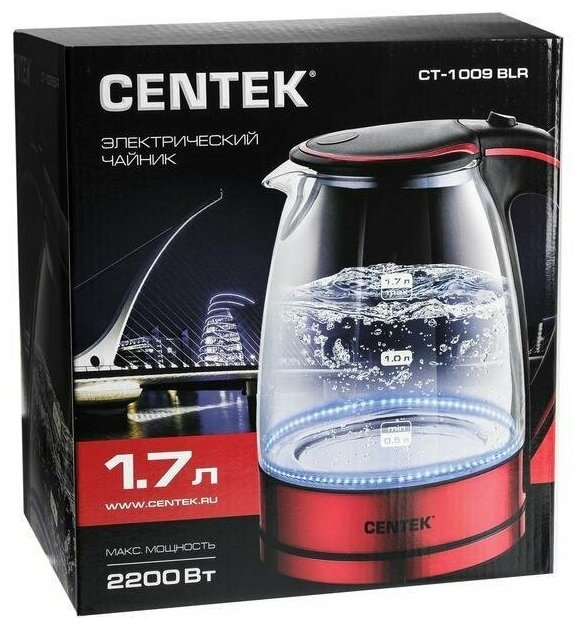 Чайник CENTEK CT-1009, black/red - фото №18