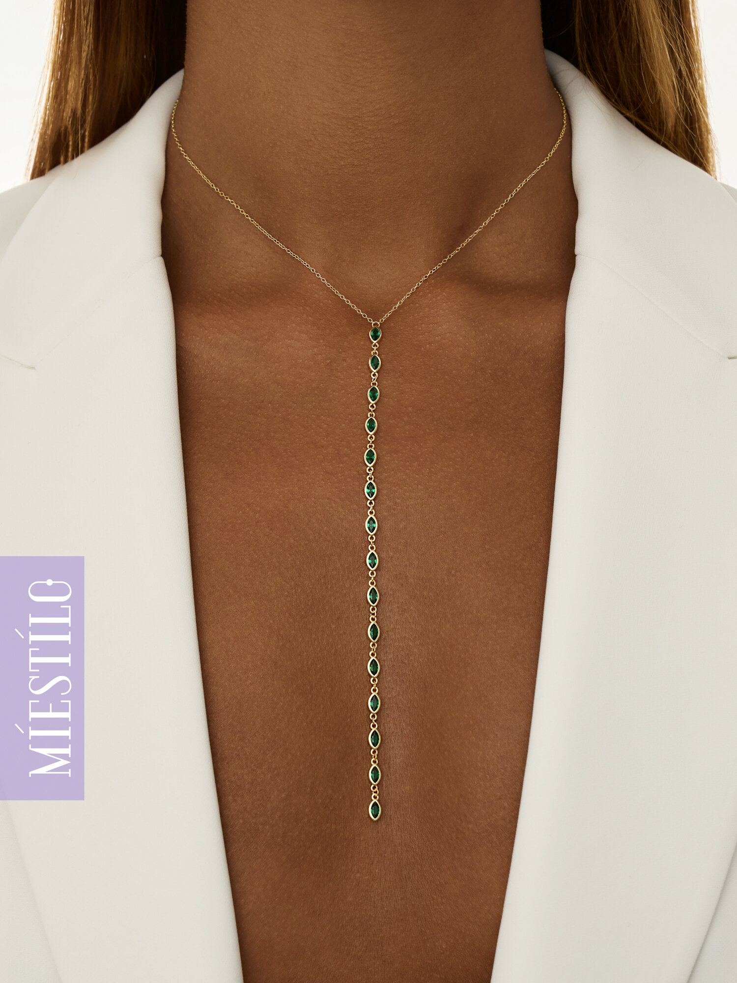 Колье MIESTILO на шею с позолотой и фианитами 