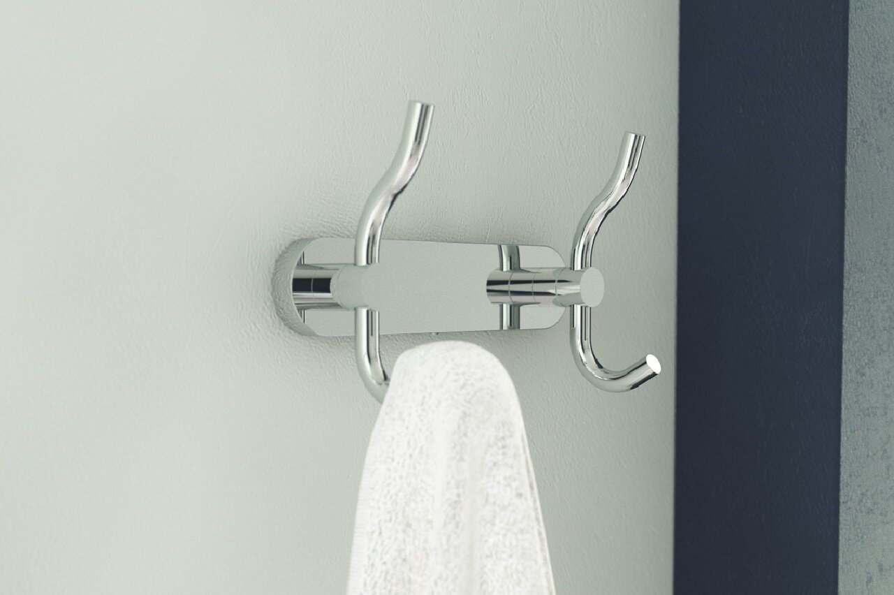 Планка с 2-мя крючками-вешалками 18 cm (хром) (ARTWELLE) HAR 005