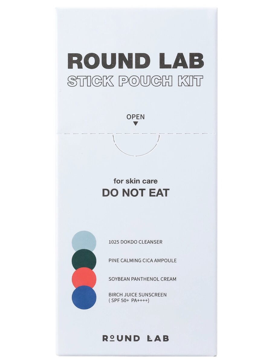 Набор саше: пенка + сыворотка + крем + санскрин Round Lab Stick Pouch Kit 3 мл х 12 шт