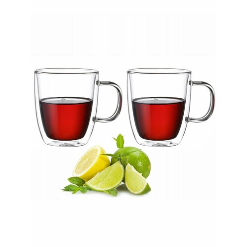 Набор чашек из двухслойного стекла 250 мл 2 шт Kamille 1158₽