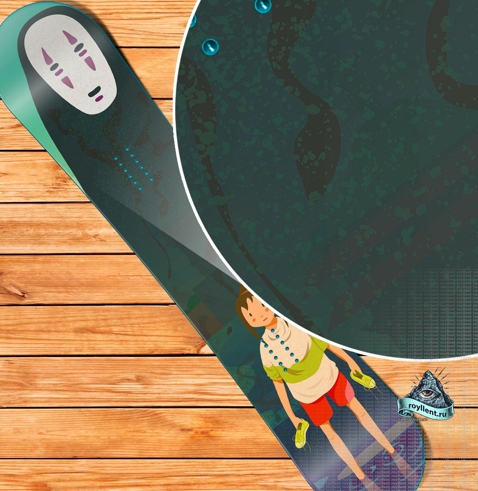 Полноразмерная наклейка на сноуборд или лыжи 1700х330 Anime Spirited Away Унесенные Призраками