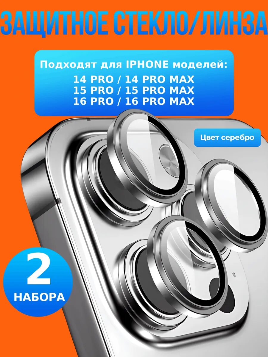 Стекло на камеру айфон 15 про линзы iphone 15 pro max 2уп
