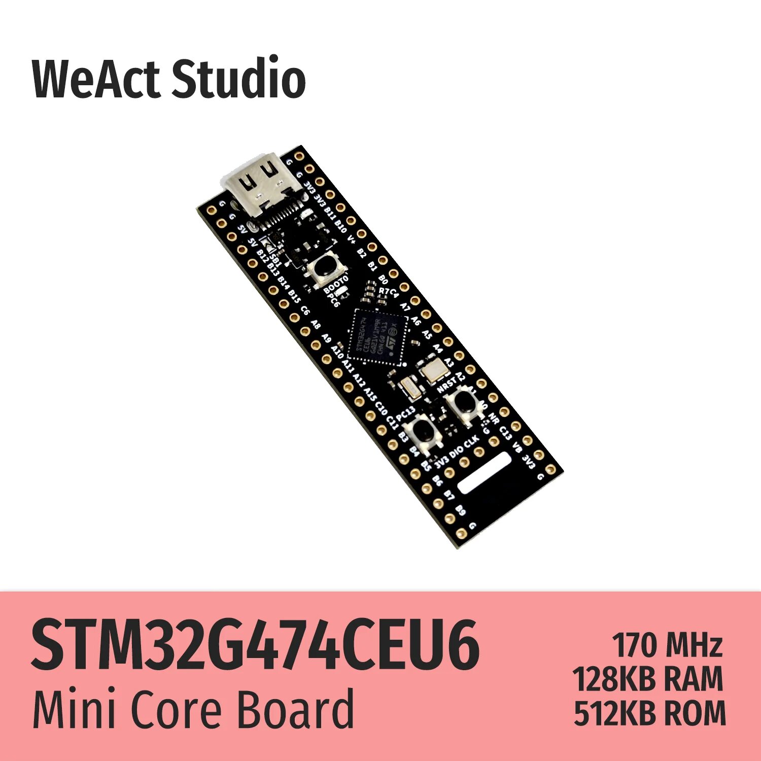 WeAct Long Type STM32G474CEU6 STM32G474 STM32G4 STM32 Core Board Demo Board, STM32G474-Long