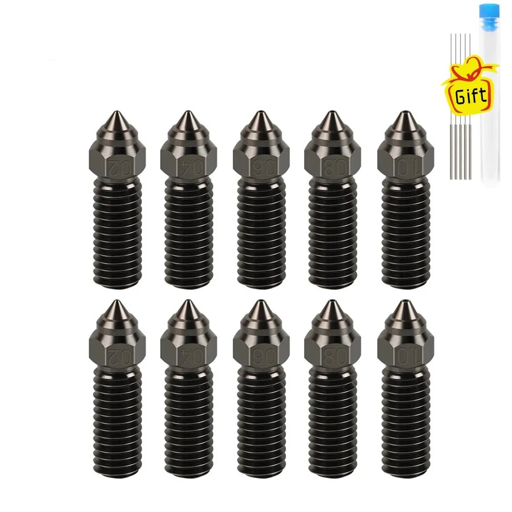 Creality Ender 3 V3 KE K1/k1 Max Форсунки 0.4 0.6 0.8 мм, 10pc Hardened Steel, 0.4 мм