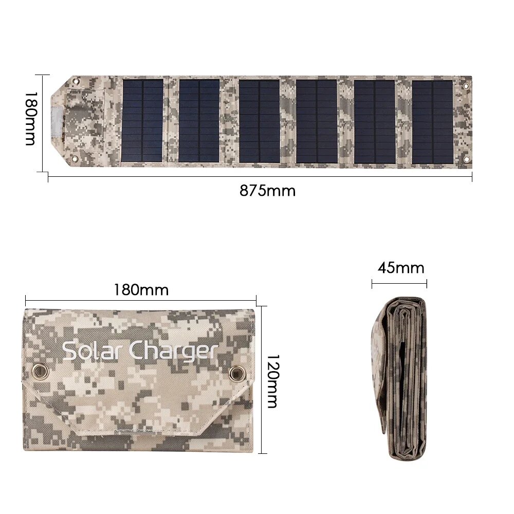 Солнечная панель 100 Вт USB водонепроницаемая, camouflage