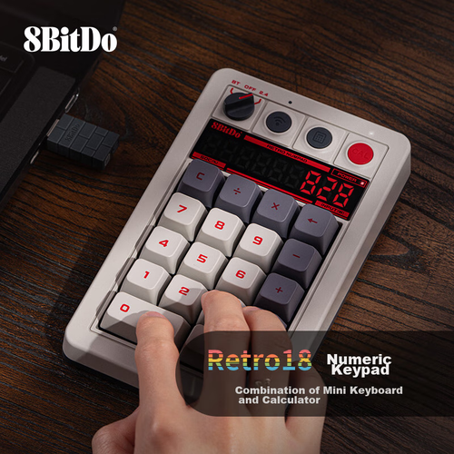 Механическая клавиатура 8BitDo Retro18 белаясерая компактная ретро-классика беспроводная Bluetooth 5334₽