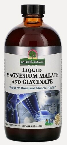 Изображение товара Малат и глицинат магния в жидкой форме, 480 мл. Nature's Answer