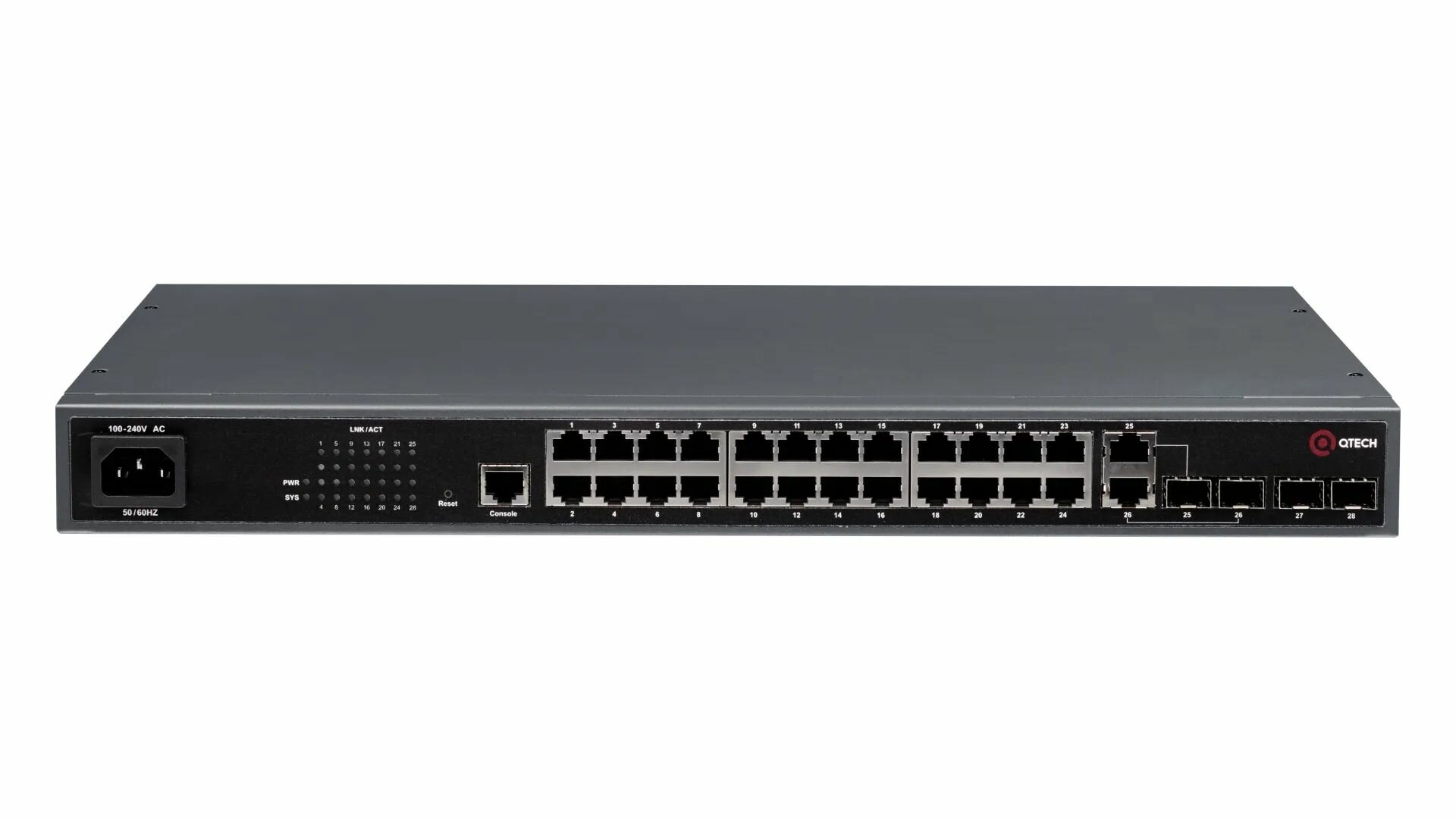 Коммутатор QTECH QSW-3470-28T-AC 24х10/100/1000BASE-T 4х100/1000BASE-X SFP