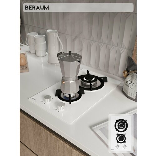 Газовая варочная панель Beraum HG-2G106W, газ-контроль, закаленное стекло