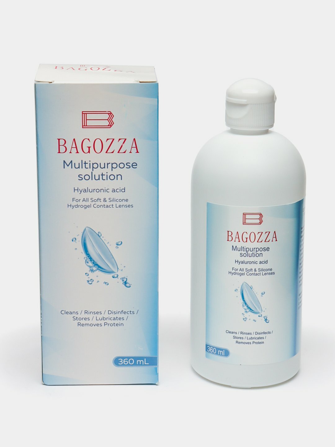 Универсальный раствор для всех типов мягких линз BAGOZZA, 360 мл — фото 1