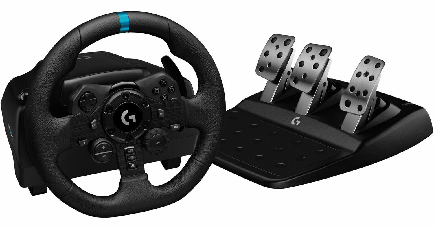 Руль игровой LOGITECH G923, с педалями, для PC/PS, черный, USB