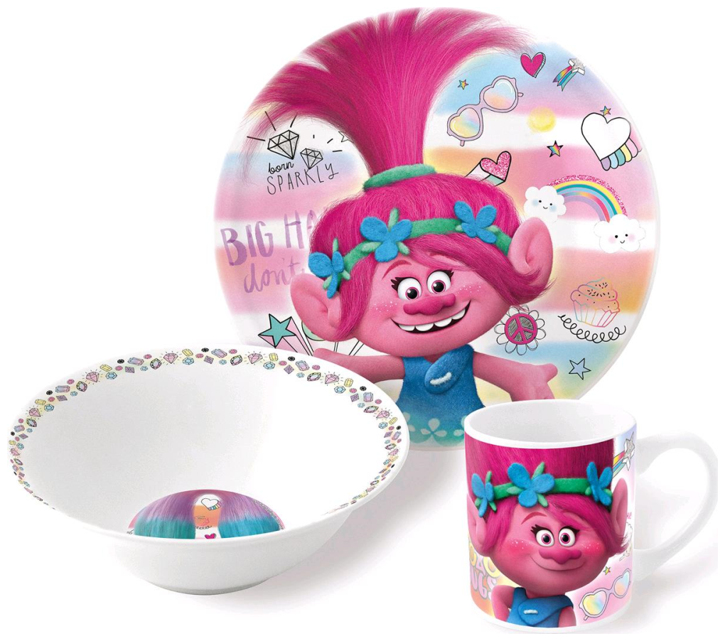 Набор детской посуды Stor 3 предмета Snack Set Trolls - фото №7