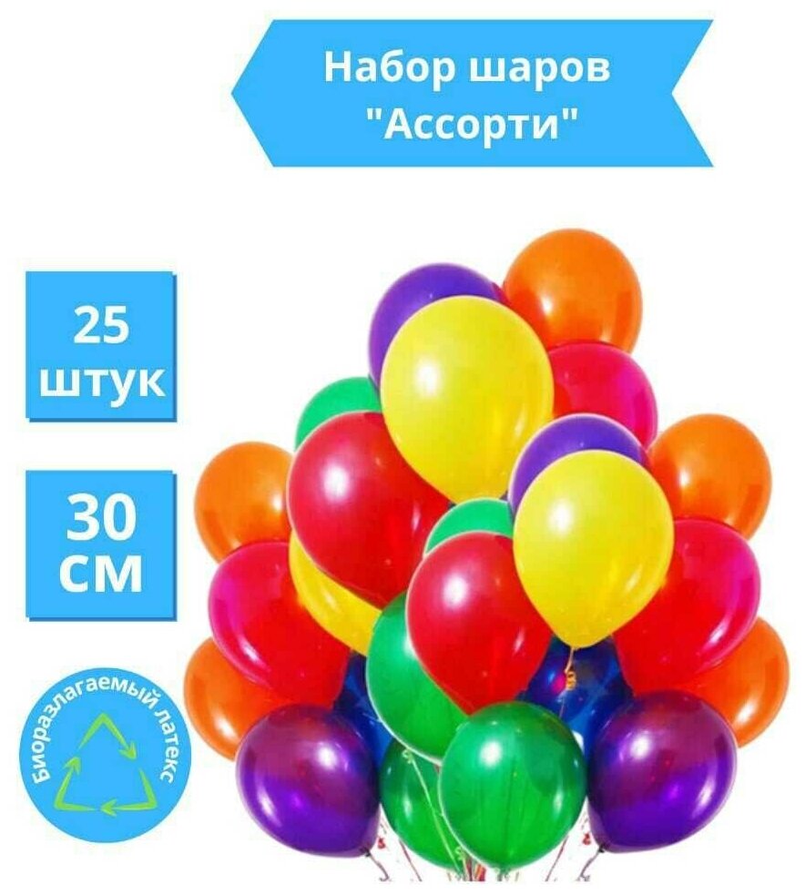 Набор шаров Ассорти разноцветный латекс 25 шт. 12 д/30 см — купить в интернет-магазине по низкой цене на Яндекс Маркете