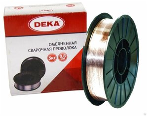 <b>Проволока</b> сварочная омедненная 0,8мм 5 кг DEKA ER70S-6 <b>Проволока</b> сварочная 0,8 мм омедненная DEKA ER