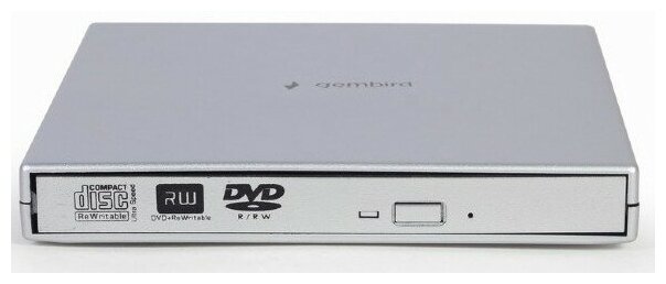 Внешний оптический привод Gembird DVD-USB-02 Silver RTL DVD-RW, внешний, USB 2.0, скорость записи CD: 24x, DVD: 8x, серебристый