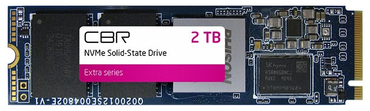 CBR SSD-002TB-M.2-EX22, Внутренний SSD-накопитель, серия "Extra", 2000 GB, M.2 2280, PCIe 4.0 x4, NVMe 1.3, Phison PS5016-E16, 3D TLC NAND,