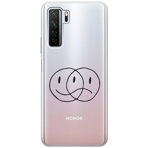 Силиконовый чехол с принтом Two Faces для Honor 30S / Huawei Nova 7 SE / Хонор 30с ультратонкий силиконовый чехол накладка для huawei nova 7 se honor 30s с принтом цветные капли