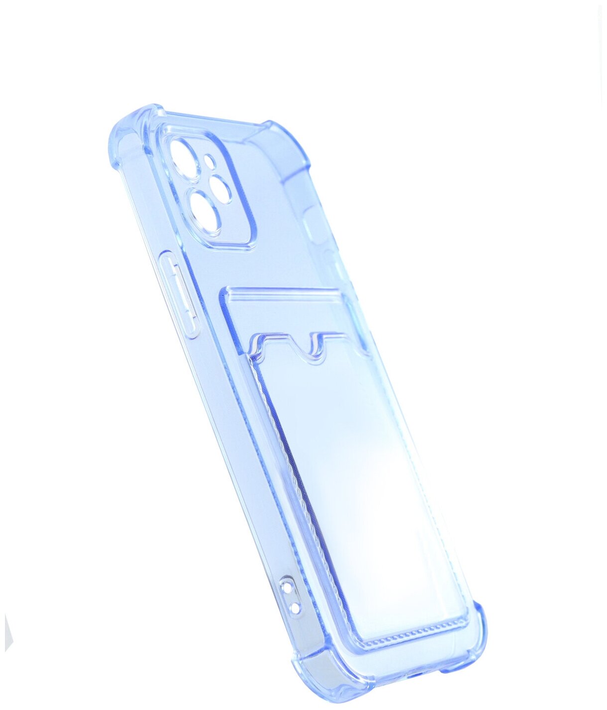 Чехол защитный усиленный TPU LuxCase для Apple iPhone 12, Прозрачно-синий, 1,5 м - фото №3
