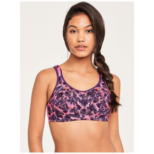 фото Принтованный спортивный бюстгальтер с двухслойными мягкими чашками (размер: 70b) (цвет: фиолетовый) shock absorber