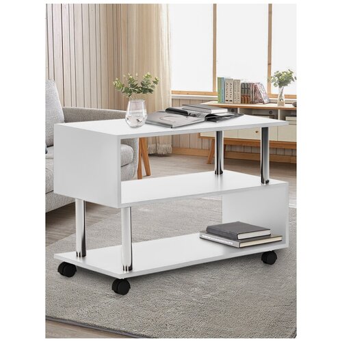 Журнальный столик на колесиках степ , 80х52х57см Белый