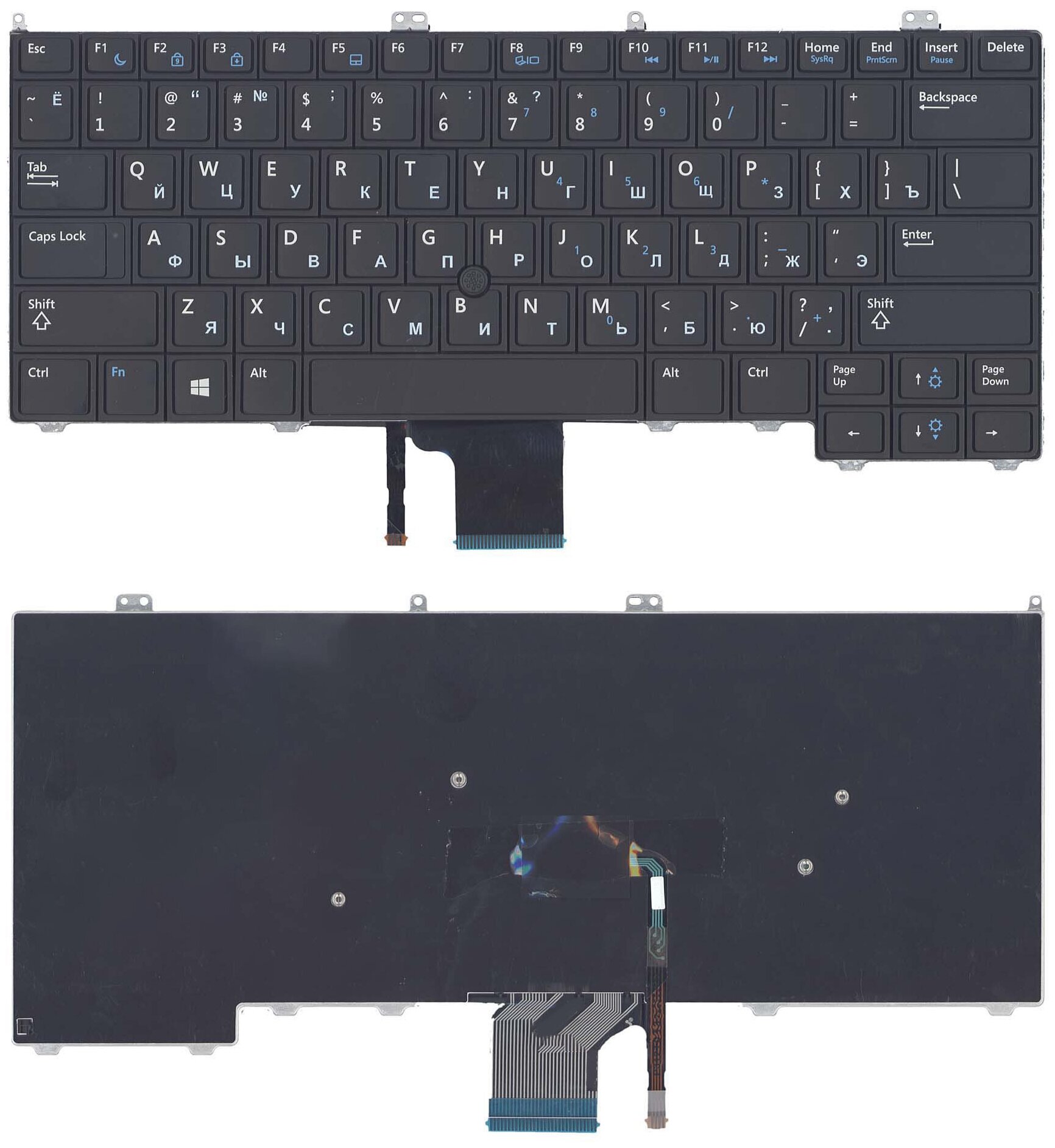 Клавиатура (keyboard) JRVM3 для ноутбука Dell Latitude 7000 E7440 E7240 черная без подсветки с указателем
