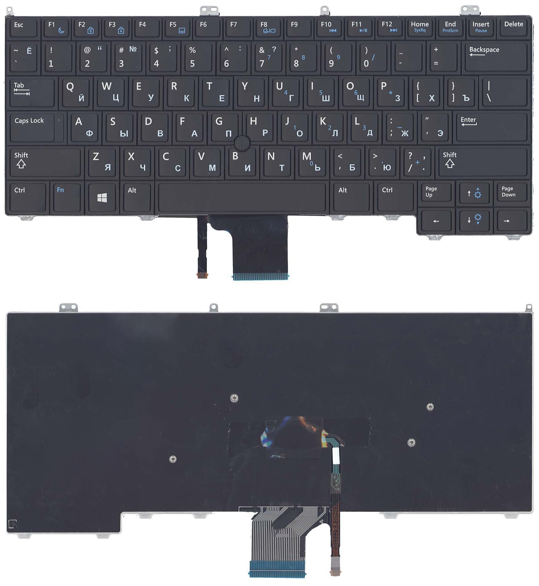 Клавиатура (keyboard) JRVM3 для ноутбука Dell Latitude 7000, E7440, E7240, черная без подсветки с указателем