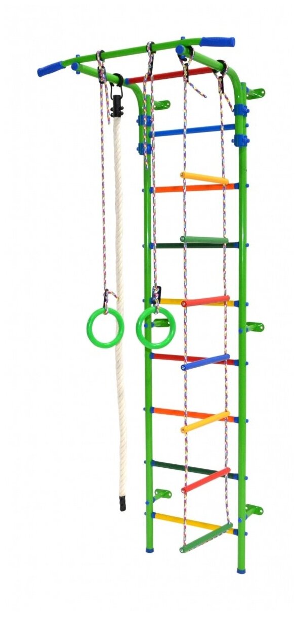 Детский спортивный комплекс Формула здоровья "Start 3", канат, кольца, веревочная лестница, салатовый радуга (S3П0.15-П)