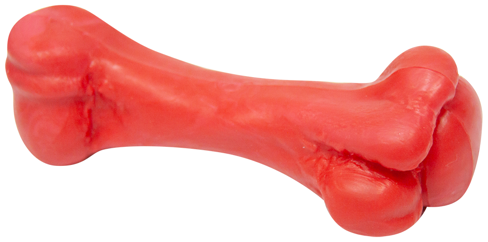 Игрушка для собак зооник Кость средняя, литой пластикат, красная (15,8 см)