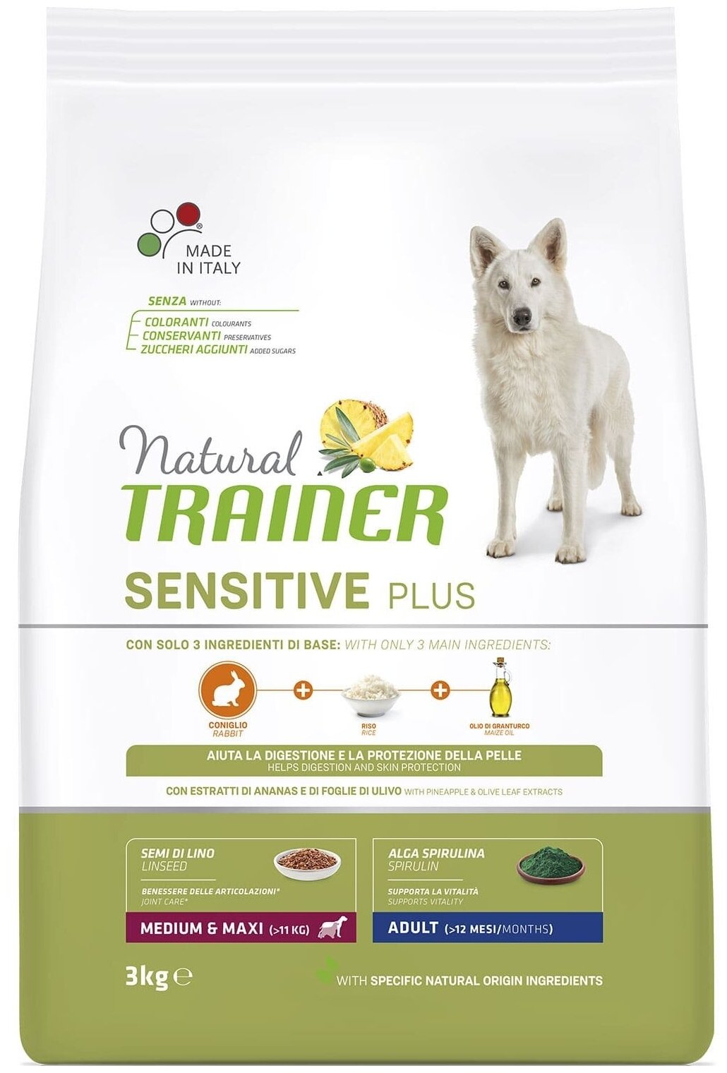 Natural Trainer SENSITIVE PLUS гипоаллергенный сухой корм для взрослых собак средних/крупных пород с кроликом (3 кг)