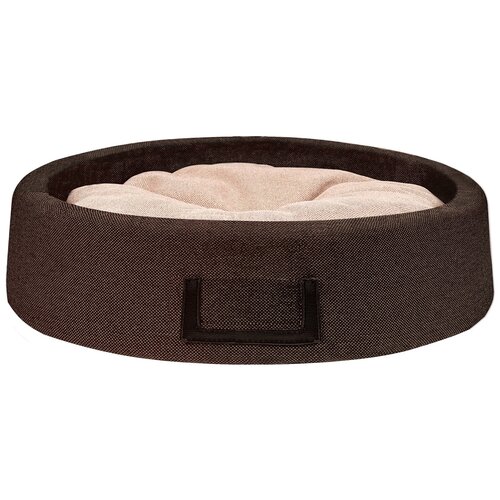 Лежак для собак и кошек Tappi Ивуар круглый со вставкой для имени шоколад-беж 48 х 48 х 15 см (1 шт)