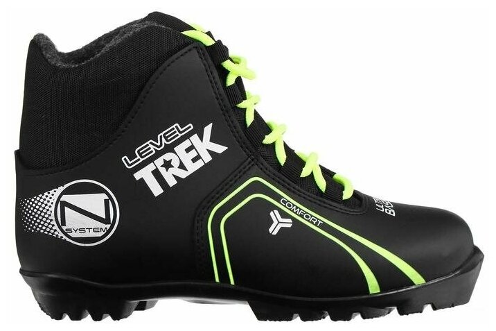 Ботинки лыжные TREK Level 1 NNN, цвет чёрный, лого неон, размер 41