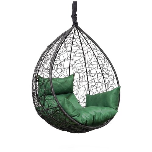 Подвесное кресло-кокон SEVILLA черный без стойки (зеленая подушка)