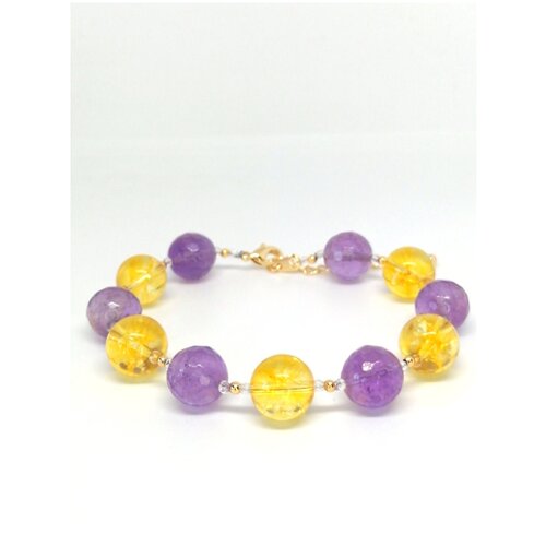 Браслет аметист и цитрин 10 мм