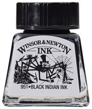 Тушь Winsor&Newton для рисования, черный, стеклянный флакон 14мл