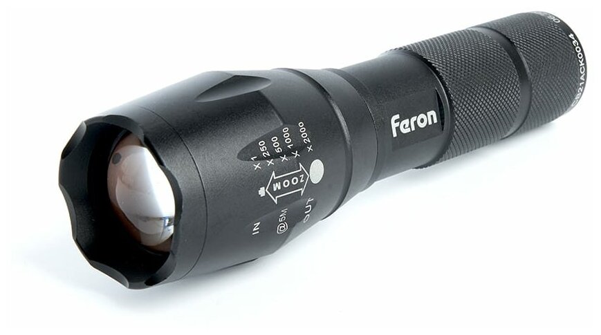 FERON Фонарь ручной с аккумулятором TH2400 USB ZOOM 137x40x40мм, алюминий 41682