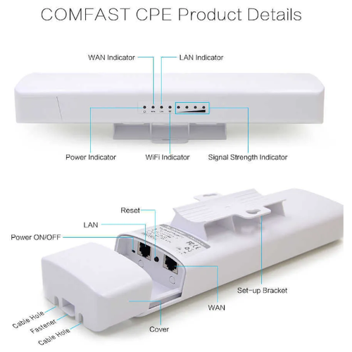 wi fi точка доступа потолочная comfast cf e350n 27дб Wi-Fi (Вай Фай) точка доступа уличной установки, 2.4ГГц, WiFi мост от 3км, Проходное PoE, CF-E314N V2, COMFAST