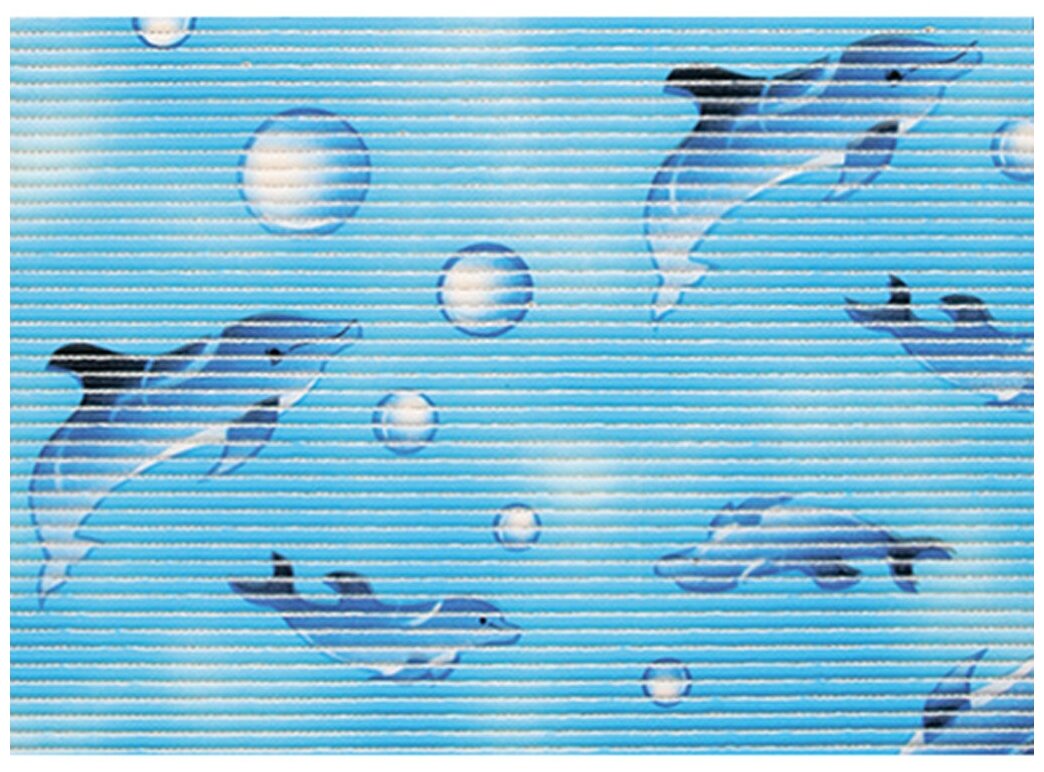 Коврик для ванной комнаты «Дельфины» 13×15 м ПВХ цвет голубой