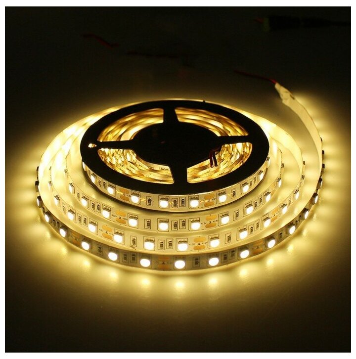Светодиодная лента SMD 5050 60 диодов/метр Double line люкс 12 В цвет: теплый белый IP33. Катушка 5 метров