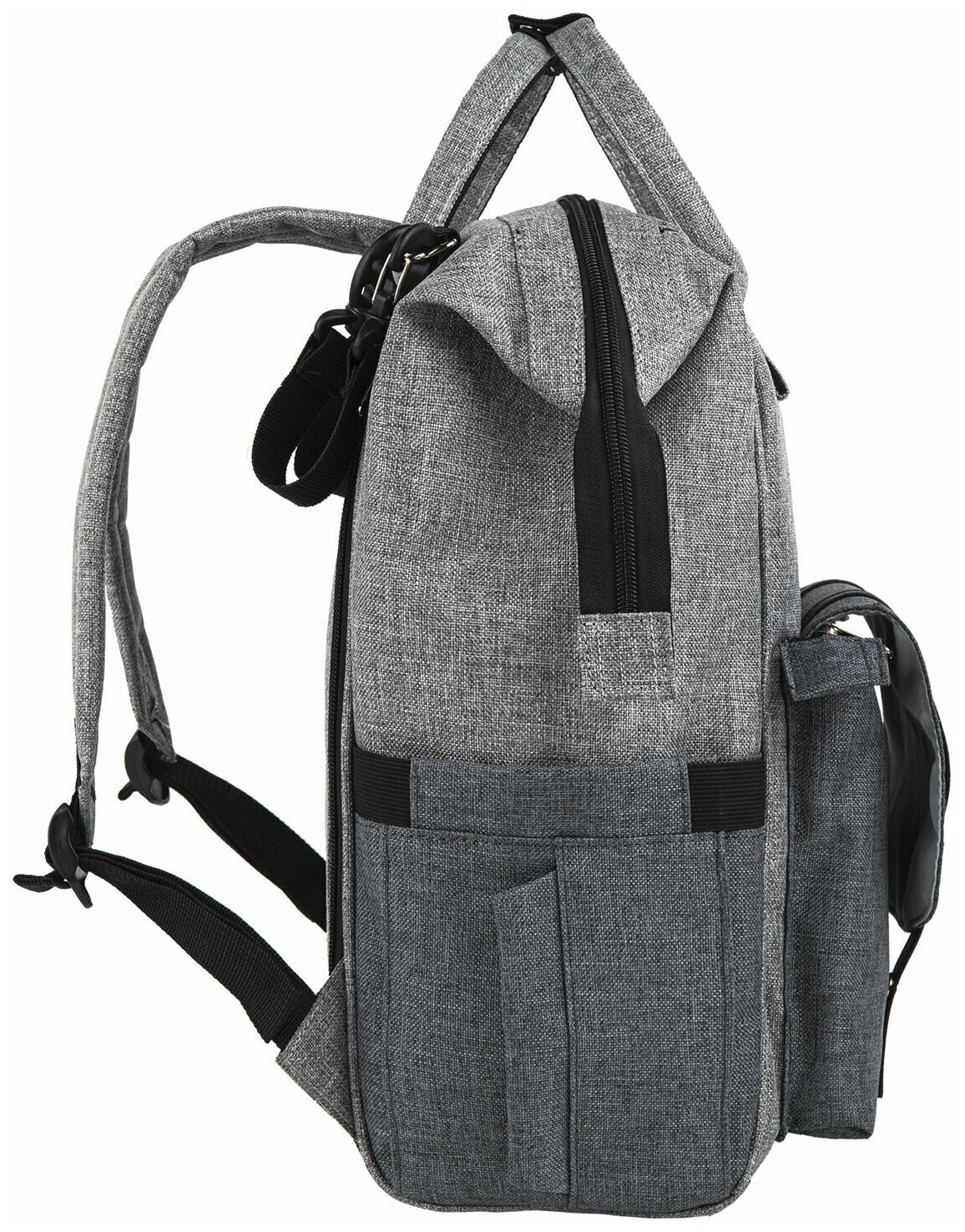 Рюкзак / сумка женский для мамы и малыша / для коляски / беременных / школьный Brauberg Mommy, крепления для коляски, термокарманы, серый, 41x24x17см