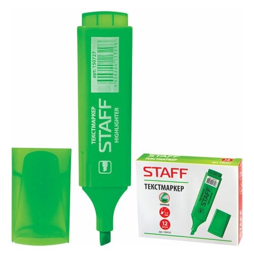 STAFF Текстовыделитель staff, зеленый, линия 1-5 мм, 150727, 24 шт. staff текстовыделитель everyday 150727 24 шт зеленый зелeный 24 шт