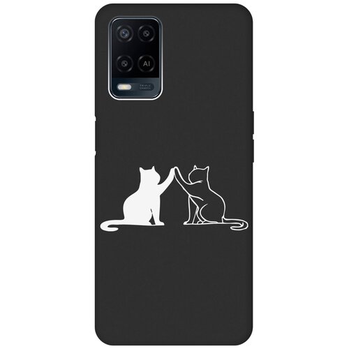 Матовый Soft Touch силиконовый чехол на Oppo A54, Оппо А54 с 3D принтом Cats W черный матовый soft touch силиконовый чехол на oppo a54 оппо а54 с 3d принтом brain plus heart w черный